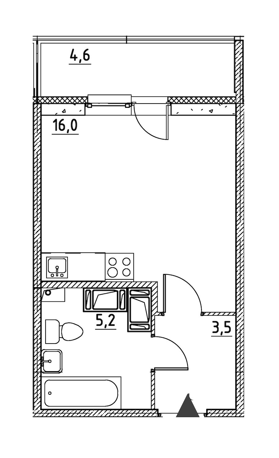 Квартира студия 27.2 м², 11/12 эт., ЖК «Квартал Che»